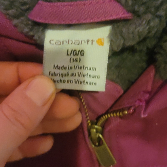 Carhartt Girls Youth Plum Sherpa Lined Jacket nwt - Picture 3 of 4